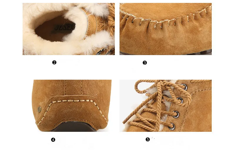 Classic Women Winter Boots Genuine Leather Snow Boots Female Warm Real Fur Plush Insole High Quality Botas Mujer Lace-Up Shoes