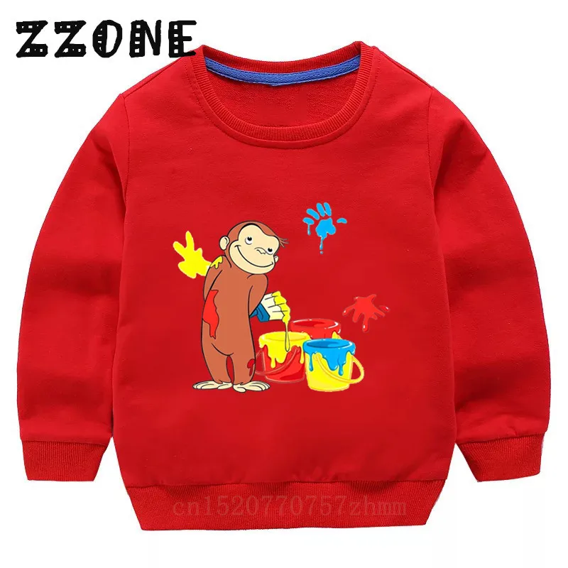 Hoodies das crianças Crianças Curioso George Macaco Bonito Dos Desenhos  Animados Moletons Do Bebê Algodão Pullover