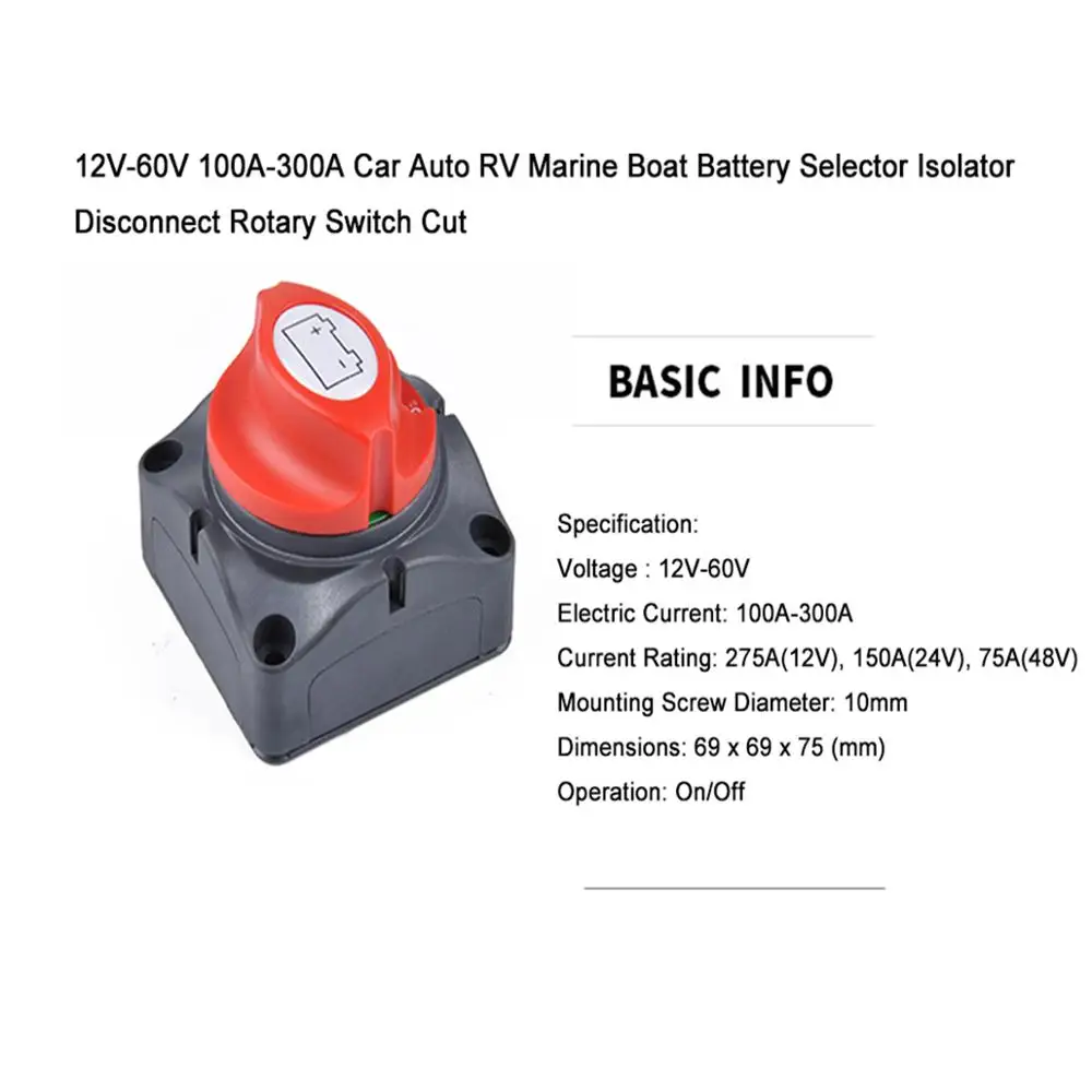 Car Marine Boat Battery Selector Isolator Disconnect Rotary Switch Cut On//Off 12