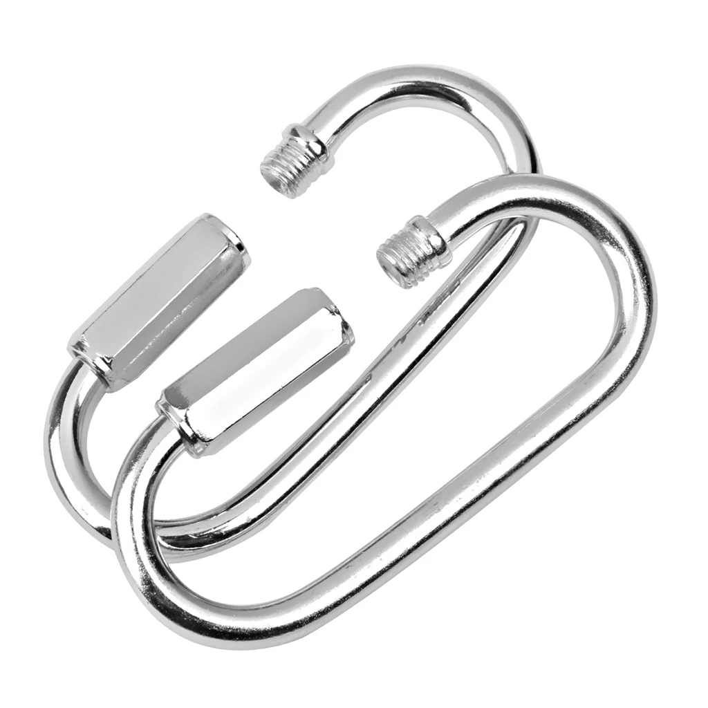 2 Pieces Durable Silver Iron Carabiner Pendant Carrier 400KG For Swing, Play Set, Chain Or Rope - 8 X 3.8cm