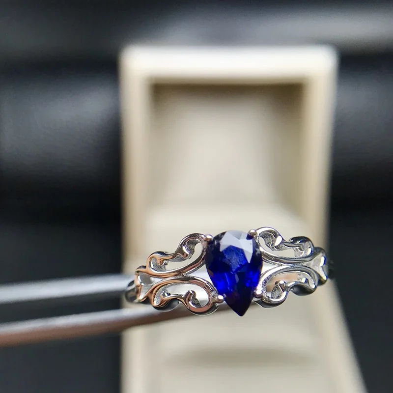 Изысканное голубое сапфировое кольцо из драгоценных камней для женщин, натуральный камень, кольцо из стерлингового серебра 925 пробы, подарок на день рождения, стиль сердца