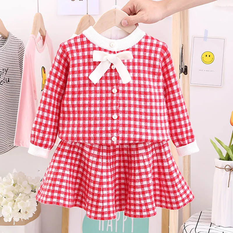 Melario Baby Girls Dresses Kids Knit Wear Clothes Spring Autumn Children's Sweater Girl Ice Cream Dress Suit Children Costume