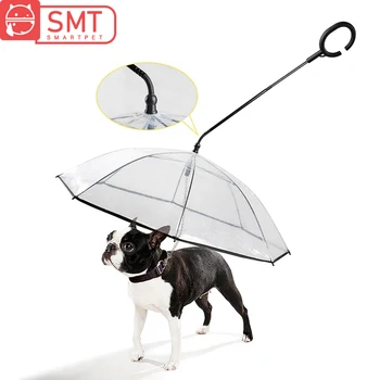 

Smartpet Adjustable Portable Pet Dog Umbrella Transparent Cat Raincoat Dog Rain Gear with Pet Leads Rainy Snowing Outdoor Travel