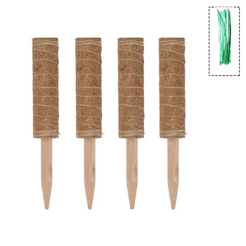 

4pcs Support Stakes For Climbing Plants With 100pcs Twist Ties Garden Coir Moss Pole Reusable Home Accessories Cucumbers