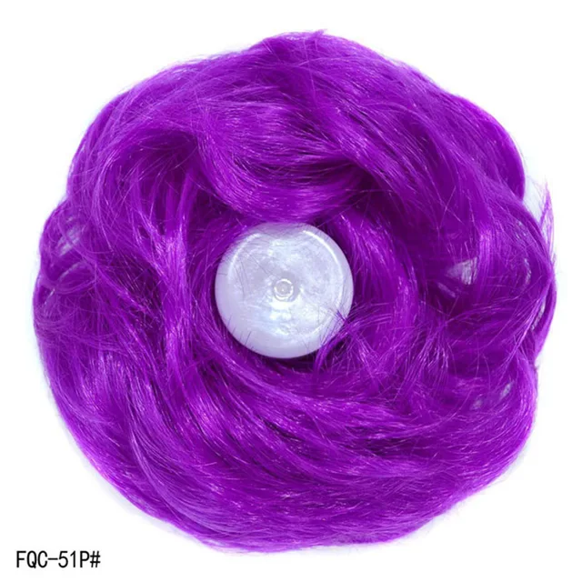 Jeedou Messy Chignon Donut Hair Bun Pad Elastic Hair Rope Rubber Band Synthetic Hairpiece Gary Brown Color Purple