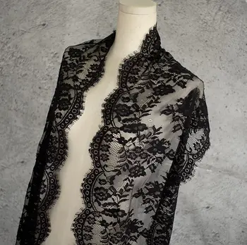 

35cm wide, 6 meters/lot good quality black lace trim cheap lace trim for veils, scarf, dress making, 2020 NEW alencon lace trim