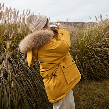 

-30 Degrees Warm Girls Down Jackets Fur Collar Children Parka Hooded Thicken Kids Boys Coat Winter Clothes Snowsuit