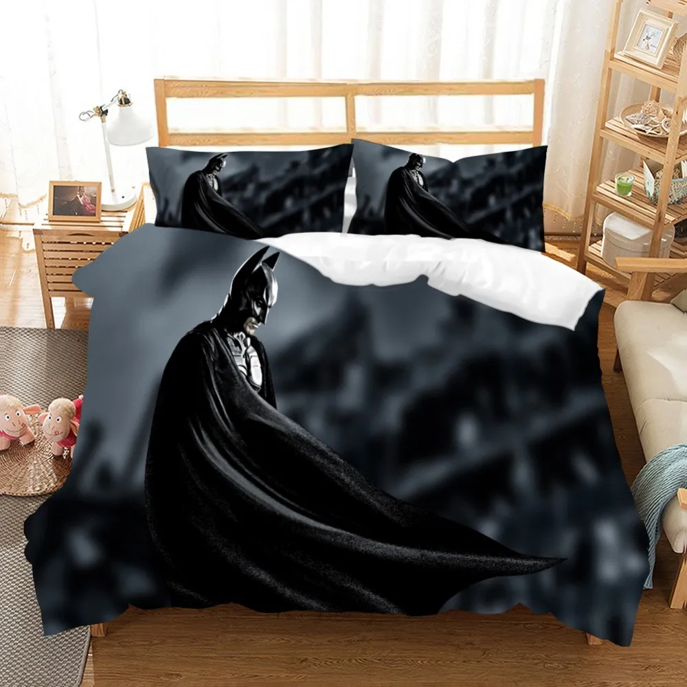 Dark Knight Duvet Cover Comic Films Batman Microfiber Home Bedding Set Pillow Case Boys Room Decor Double King Size Bed Cover