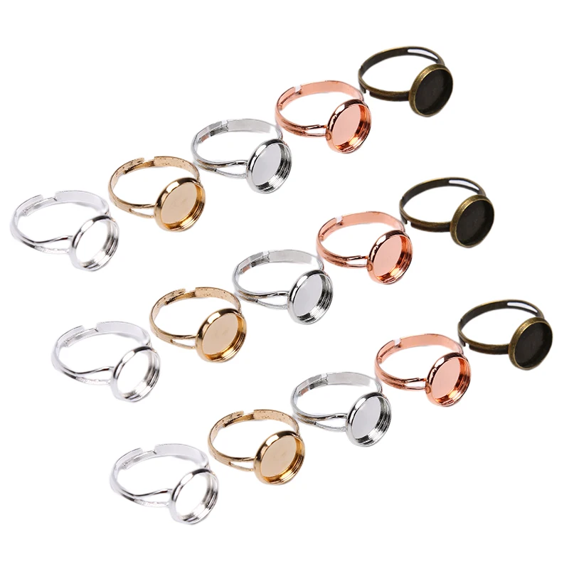 

10pcs/lot Adjustable Blank Ring Base Cabochons Cameo Setting For DIY Ring Jewelry Findings Making Accessories Hot