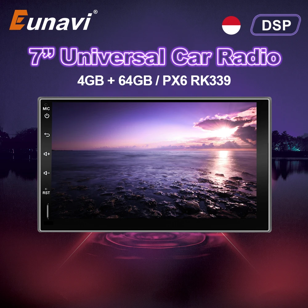 Eunavi 2 Din Android 10 Universal Car Radio Multimedia Stereo Player GPS Navigation BT5 DSP 4+64G TDA7803A autoradio NO DVD