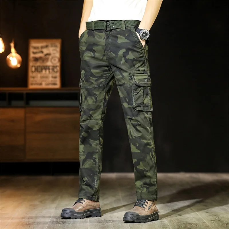

Men's Tactical Combat Cargo Pants 2021 Spring Autumn Casual Rip-Stop Multi-pocket Waterproof Trousers Cotton Army Military Pants