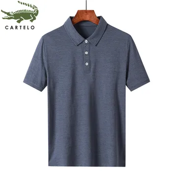 

CARTELO men's clothing new summer simple solid color lapel slim lightweight breathable casual short sleeve polo shirt