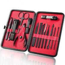 15/18 шт. Нержавеющая сталь кусачки для ногтей Черный маникюрные ножницы набора многофункционального маникюра и педикюра, фрезер маска для бьюти-операций