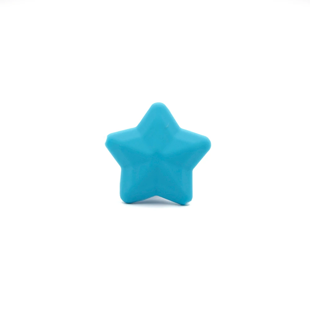 Sky Blue GYLAXIDO, 5 шт., силиконовые бусины со звездами, 3,8 см, пищевой силикон, Kralen, Детские Прорезыватели для зубов, сделай сам, пустышка, цепочка, грызунок, пентаграмма, игрушка - Цвет: Sky Blue