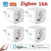ZigBee Smart Plug EU 16A Adapter Power Monitor Timer Socket Remote Control Tuya Wireless Outlet for Alexa Google Home Assistant