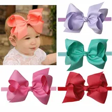 Лидер продаж Европа и Америка Детские волосы однотонные ленты 6 дюймов лента повязка на голову с бантиком для младенца 27 цветов