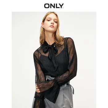 

ONLY Women's Two-piece Lace-up Polka Dots See-through Gauzy T-shirt | 119102502