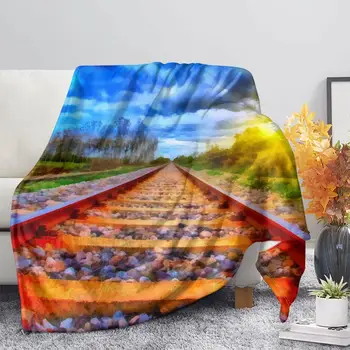 

3D Oil Painting Beautiful Maple Leaf Printed Sherpa Blanket Sofa Hiking Picnic Quilt Cover Bedding Throw Wool Blanket
