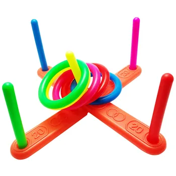 

1 Set Plastic Ring Throwing Ferrule Kids Outdoor Sport Hoop Ring Toss Toy Cross Garden Games Pool for Children Gift Unisex