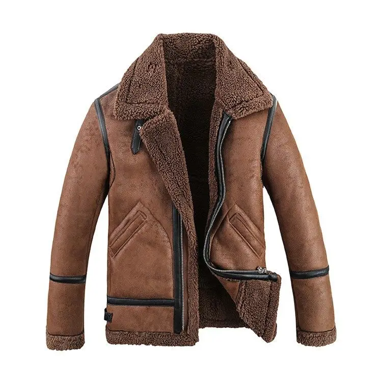 

Новинка 2021, зимние мужские облегающие короткие кожаные куртки, Мужская мотоциклетная одежда, теплые пальто, мужское утепленное пальто из искусственного меха ягненка O419