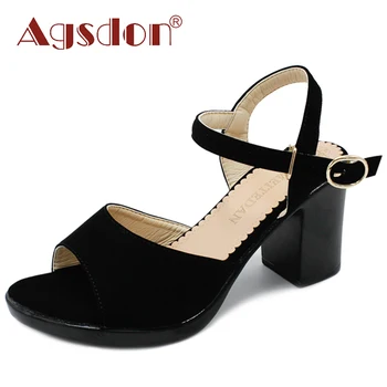 

2020 Ankle Strap Women Sandals Chunky High Heels Woman Summer Shoes Open Toe Party Dress Ladies Sandalias Black Slippers Size 41