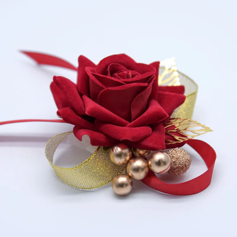 Свадебный цветок Роза шелковая лента для невесты корсаж ручное украшение