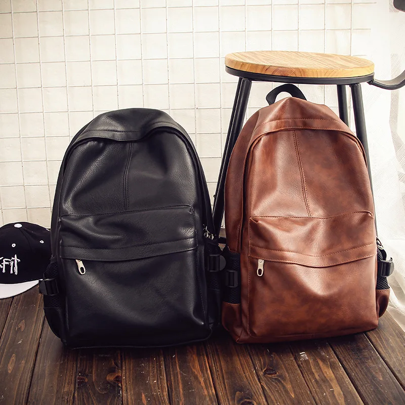 

New college style student bag hipster backpack casual street leather backpack