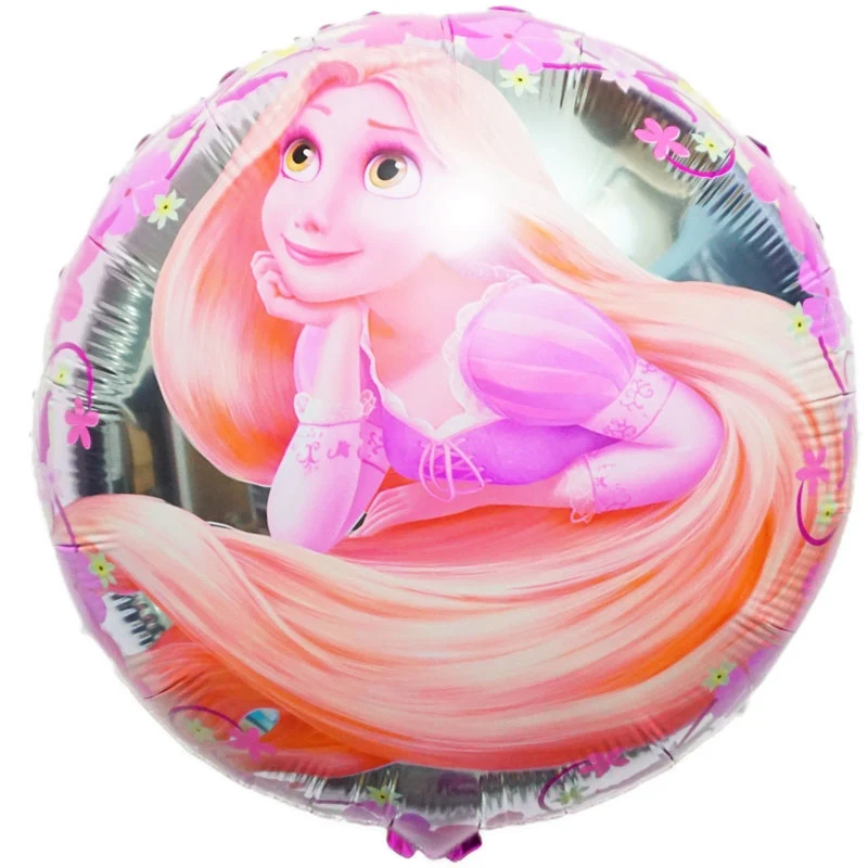 party balloons 5pcs/lot 18 inch round Cinderella style helium balloons for girl birthday gift Cinderella princess foil balloons - Цвет: 5pc rapunzel 02