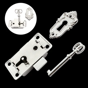 

1PC Cabinet Door Lock Set with Key Iron Plating Zinc Alloy Drawer Wardrobe Lock Furniture Kitchen Drawer Lock Replacement