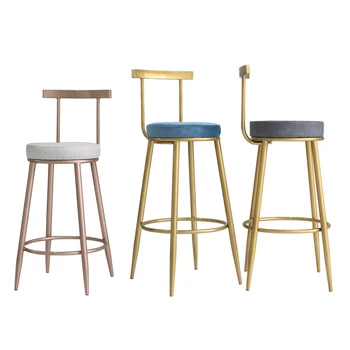 

Bar Chair Iron Gold Chair Modern Front Desk Minimalist Coffee Chair Back Home Nordic High Chair Personality