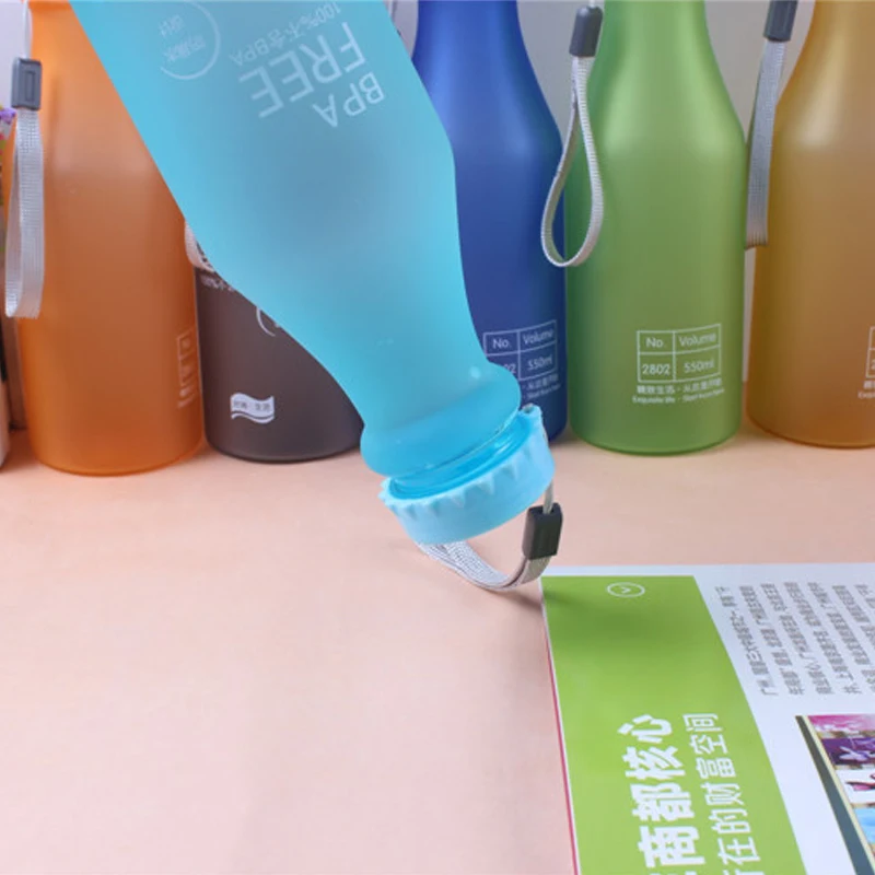 550ML BAP FREE Water Bottle Unbreakable Frosted Sport Kettle Drinking Bottle Outdoor Portable Leak-proof Water With Rope
