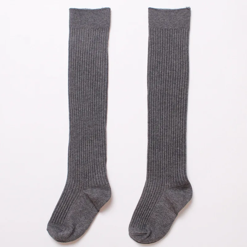Коллекция года, весенне-осенние длинные носки без пятки для школьников Гольфы однотонные хлопковые детские теплые гольфы для школьниц - Цвет: dark grey
