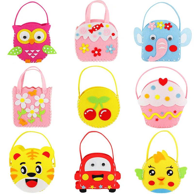 Non-Woven Fabric DIY Handbag Children Craft Toy Mini Bag Cartoon Animal Children Handbags craft toys