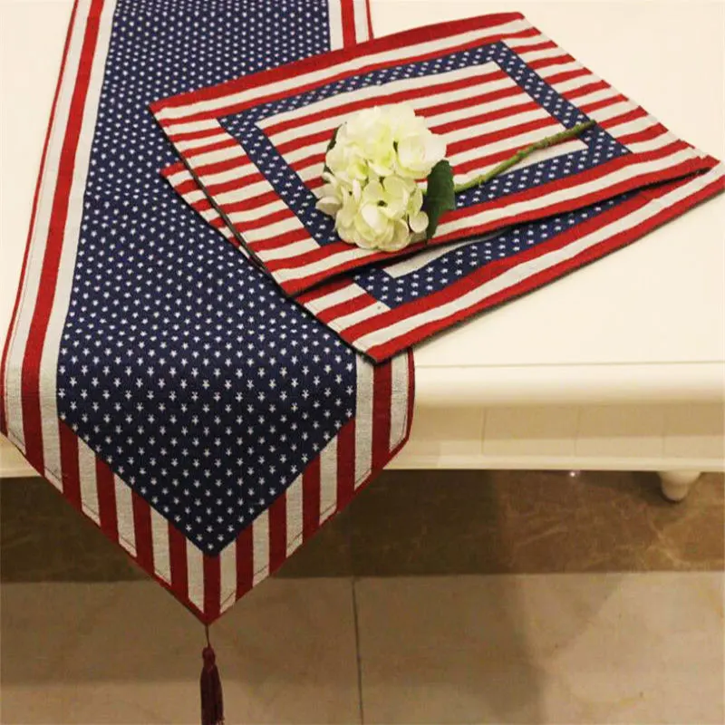 Американский флаг стол и салфетка полосатые скатерти для свадьбы домашний текстиль