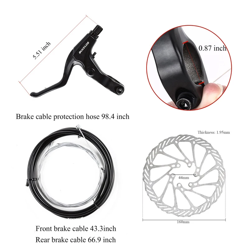 Description Picture 3 of itemBicycle Brake Set Mechanical Brakes Mountain Bike Front Rear kit With 160mm Disc Rotors Built-in Brake Pad Cycling Double Brake