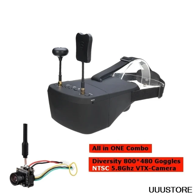 Lunettes vidéo 5.8G 40ch, double antenne FPV, moniteur, casque HD, avec  émetteur 5.8G 25mW, caméra OSD fpv pour Drone de course