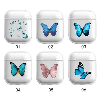 

Fashion Butterfly Case For Apple Airpods Cover Cartoon Earphone Case Hard Transparent For Airpod 1 2 Headphones Case Shell