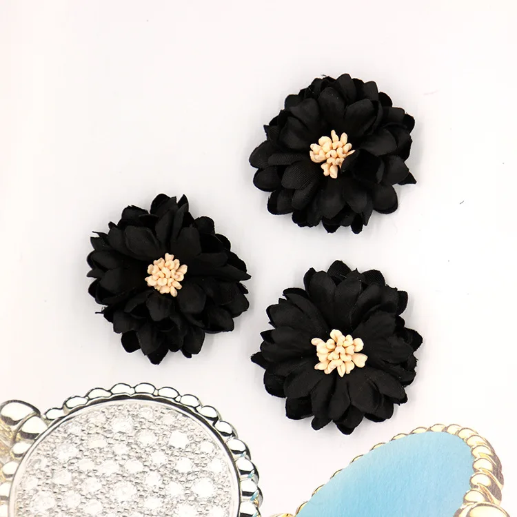 100pcs/lot 1.5 Inch Dali Chrysanthemum Artificial DIY Micro FiberFlower for Girls Hair Headband Clothing Accessories Flat Pack