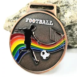 Médaille d'or et de Bronze en métal, concours de Football, de Club, de maternelle, d'usine, Sports 