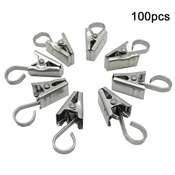 

100pcs Party Curtain RV Decoration Photos Art Craft Display String Light Hooks Hanger With Clips Outdoor Activities Rustproof