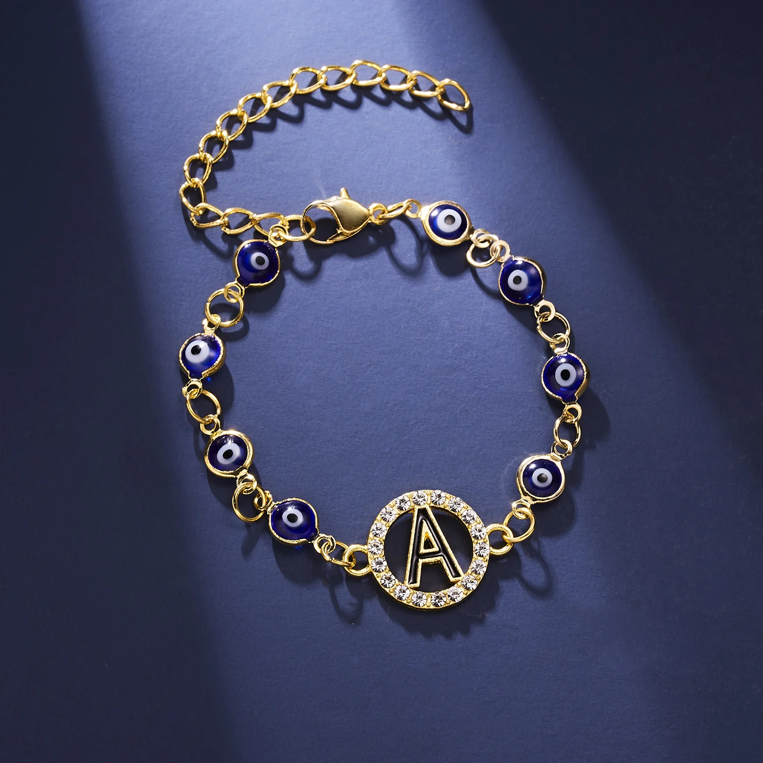 Turkish Lucky Evil Eye Bracelet Gold Color Bangle Rhinestone Blue Eyes Letter Bracelet For Women Men Couple Gothic Jewelry - Image 2