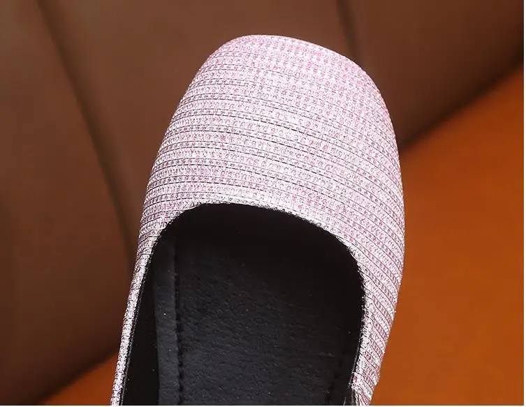 Girls autumn Heel shoes fashion bow crystal shoes high-heeled princess single students show children's shoes
