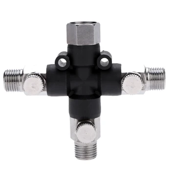 

3 Way Airbrush Air Hose Manifold Splitter Airbrush Accessories Multi Use With 1/8 Inch Bsp Fittings And Plugs