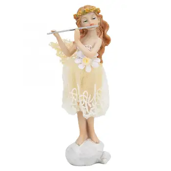 

Flower Fairy Angel Statue Girl Playing Flute Doll Resin Elegant Desk Decoration Crafts Decoration Birthday Gift