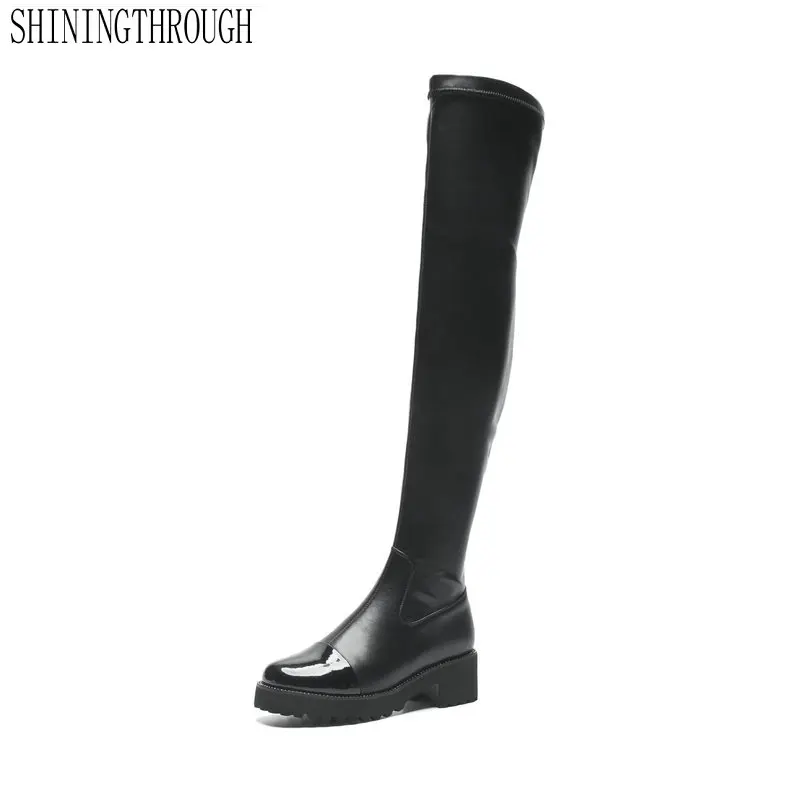 

Genuine Leather\suede Leather Women Winter Fashion Boots Sexy Over The Knee High Women Shoes Square High Heel Party Ladies Shoes
