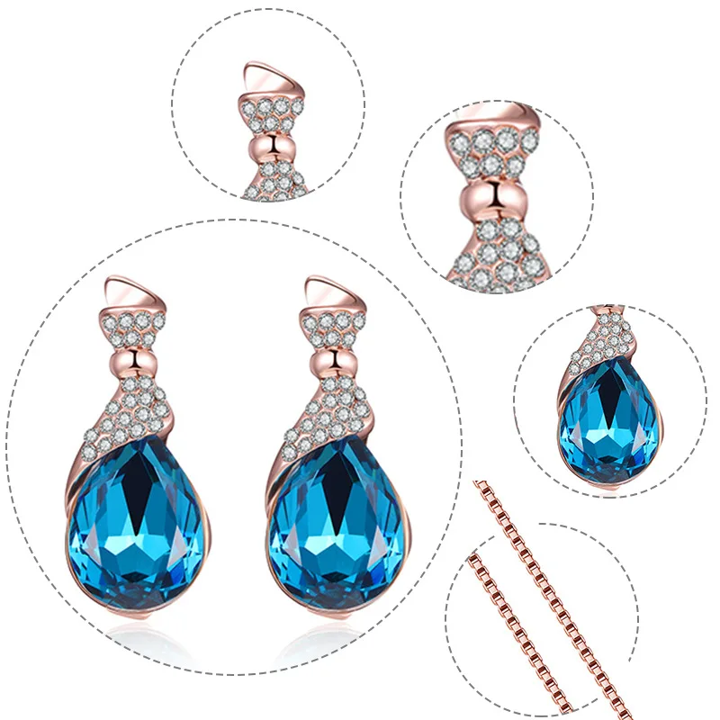 Кубический цирконий Brindal набор украшений для женщин Стразы овальные серьги женское ожерелье с подвеской Свадебные украшения подарок