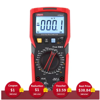 

UT89XD True RMS Digital Multimeter DC/AC Current Voltage Ammeter Voltmeter NCV/Capacitor/Triode/LED Test Tester