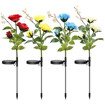 

Solar Rose Light 3 LED Garden Light Artificial Flower Garden Light Lawn Light Plug-in Light (Quantity: 4Pcs)