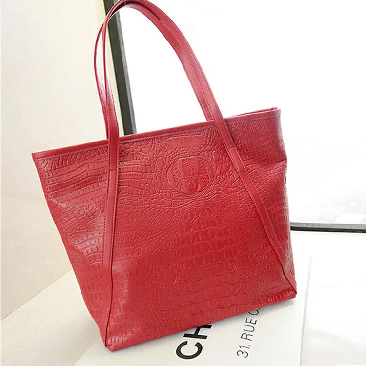

Korean-style Fashion Big Bag Black And White with Pattern Simple Crocodile Pattern Portable Shoulder Bag WOMEN'S Bag Fashion WOM