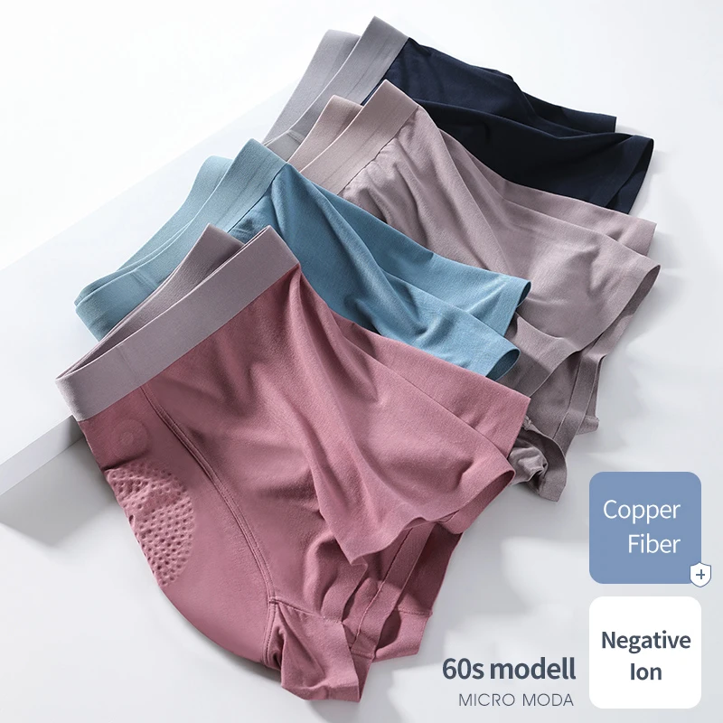 CARTELO 60S Modal Men Boxers Anion Copper Fiber Men Breathable Underwear Energy Magnetism Antibacterial 3pcs Soft Male Panies